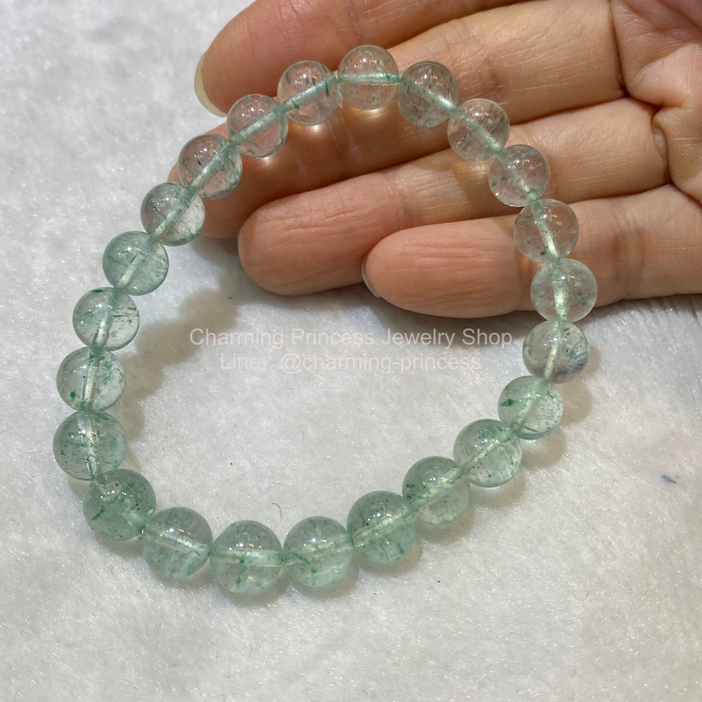 Green Fuchsite in Quartz ฟุกไซต์สีเขียวในควอตซ์ 8 mm Spark Joy จุดประกายความสุข