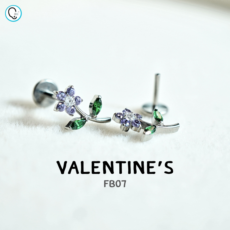 ต่างหูไทเทเนียม 100% แป้นแบนขันน็อต สำหรับผิวแพ้ง่าย ใส่สบายเรียบหลังหู รหัส FB (ราคา/ข้าง)