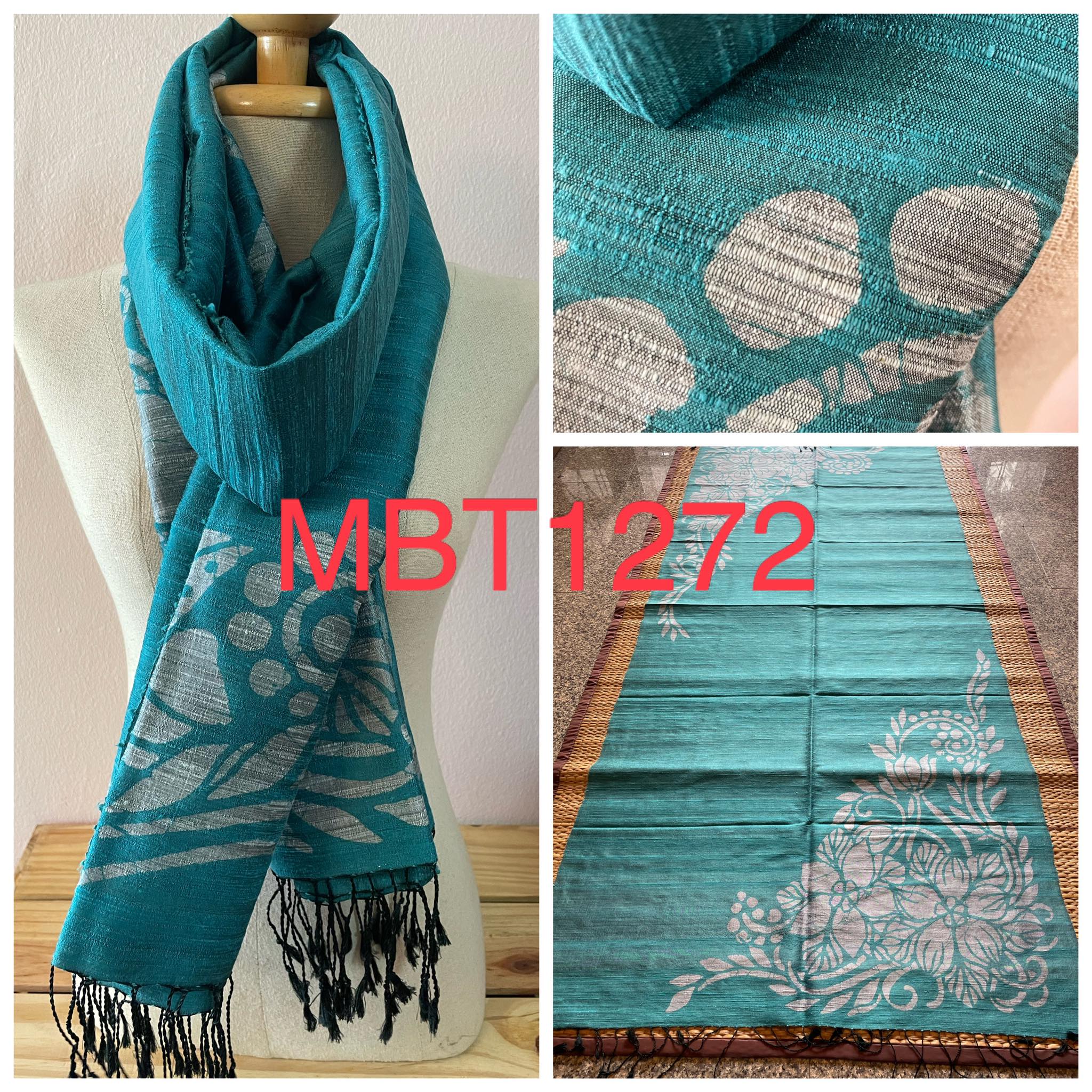 ผ้าพันคอ-คลุมไหล่ไหมแท้ทอมือ ลายบาติก Handmade