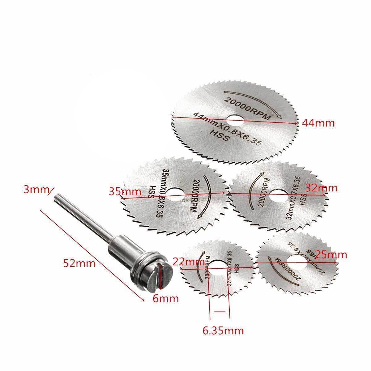 DG06 ชุดใบตัด HSS 5 ใบ แกน 3.2 มิล สำหรับงานไม้ อลูมิเนียม พลาสติก