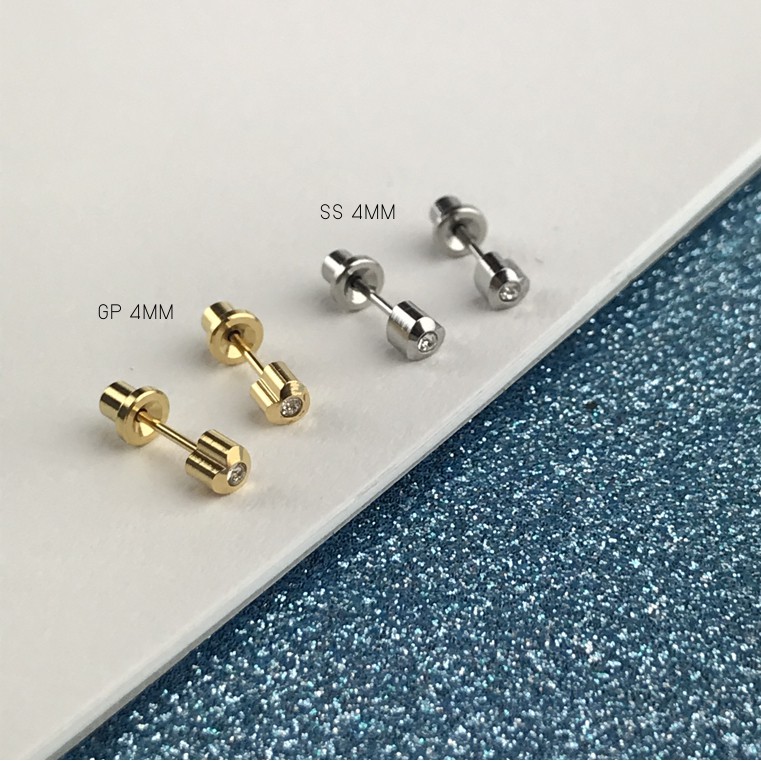 (สำหรับเจาะ)แป้นหมวก สแตนเลสเกรดการแพทย์ หัวใจ Heartlite แพคเกจปลอดเชื้อ ปลอดภัย100%