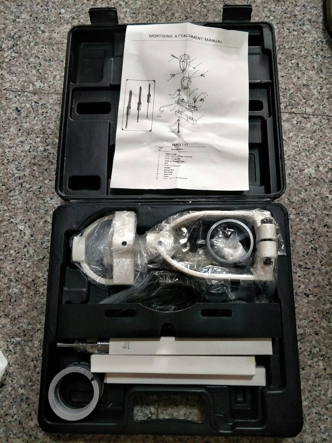 DS09 ชุดแปลงสว่านเป็นแท่นเจาะเดือยไม้สี่เหลี่ยม พร้อมปากกาจับไม้+ดอกชุด 4 ดอก