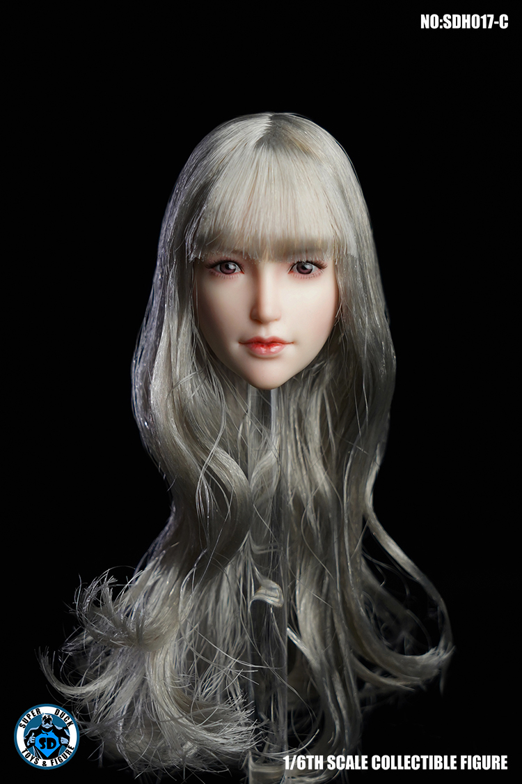 SUPER DUCK SDH017-C Female Head Carving (White Long Hair)