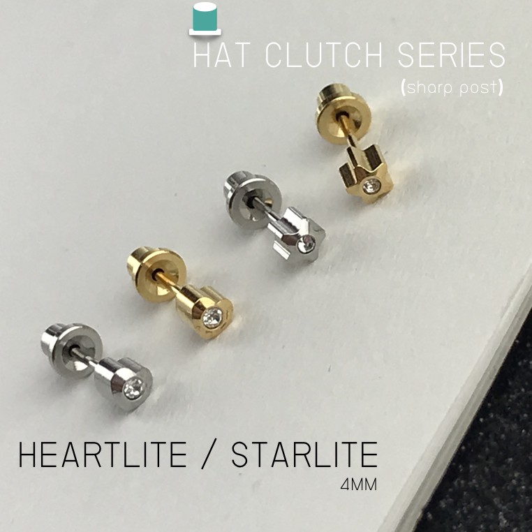 (สำหรับเจาะ)แป้นหมวก สแตนเลสเกรดการแพทย์ หัวใจ Heartlite แพคเกจปลอดเชื้อ ปลอดภัย100%