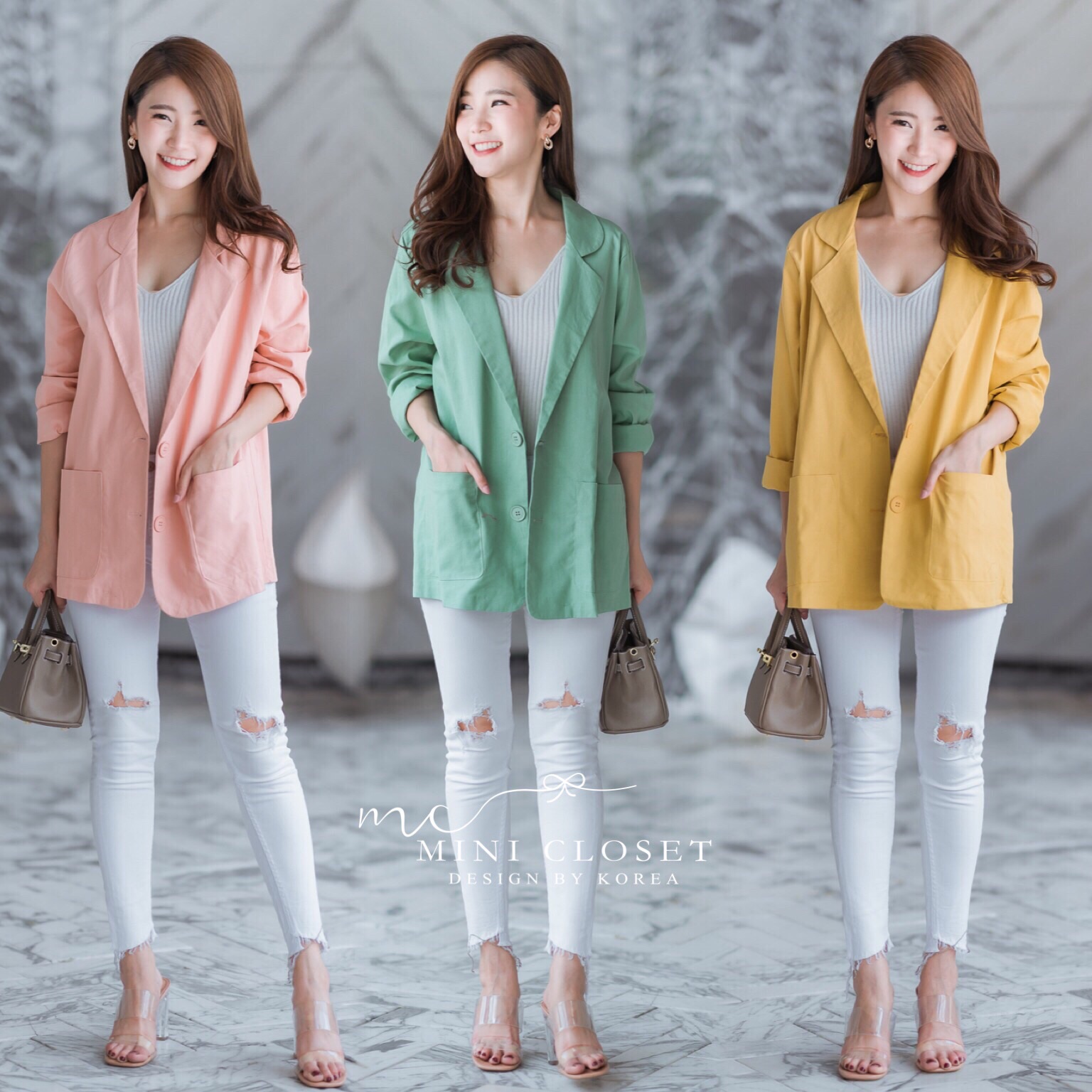 Blazer เบลเซอร์ เสื้อสูทสไตล์เกาหลี ทรงสวยผ้าลินินรีดง่าย