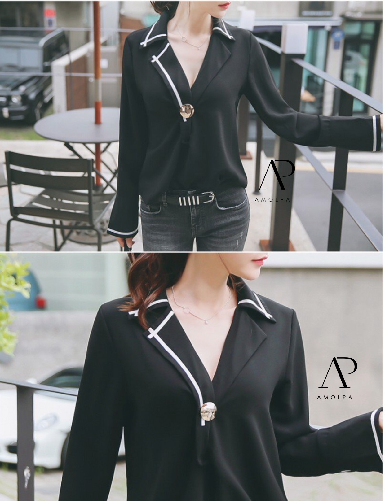 เสื้อเชิ้ตสไตล์เก๋ ที่คู่ควรกับคุณๆ ดีไซต์แขนบาน ปลายแขนปักหมุดอะไหล่สีเงินอย่างดี เนื้อผ้าชีฟองผ้าเนื้อละเอียด ลื่น มีน้ำหนัก ปลายแขนบานผ่า เดินริบบิ้นสีตัด ประดับกระดุมเม็ดใหญ่ สวยเก๋ใส่ง่าย ใส่สบายมากๆ รับรองตัวนี้ไม่ผิดหวัง จัดเลยจ้าา