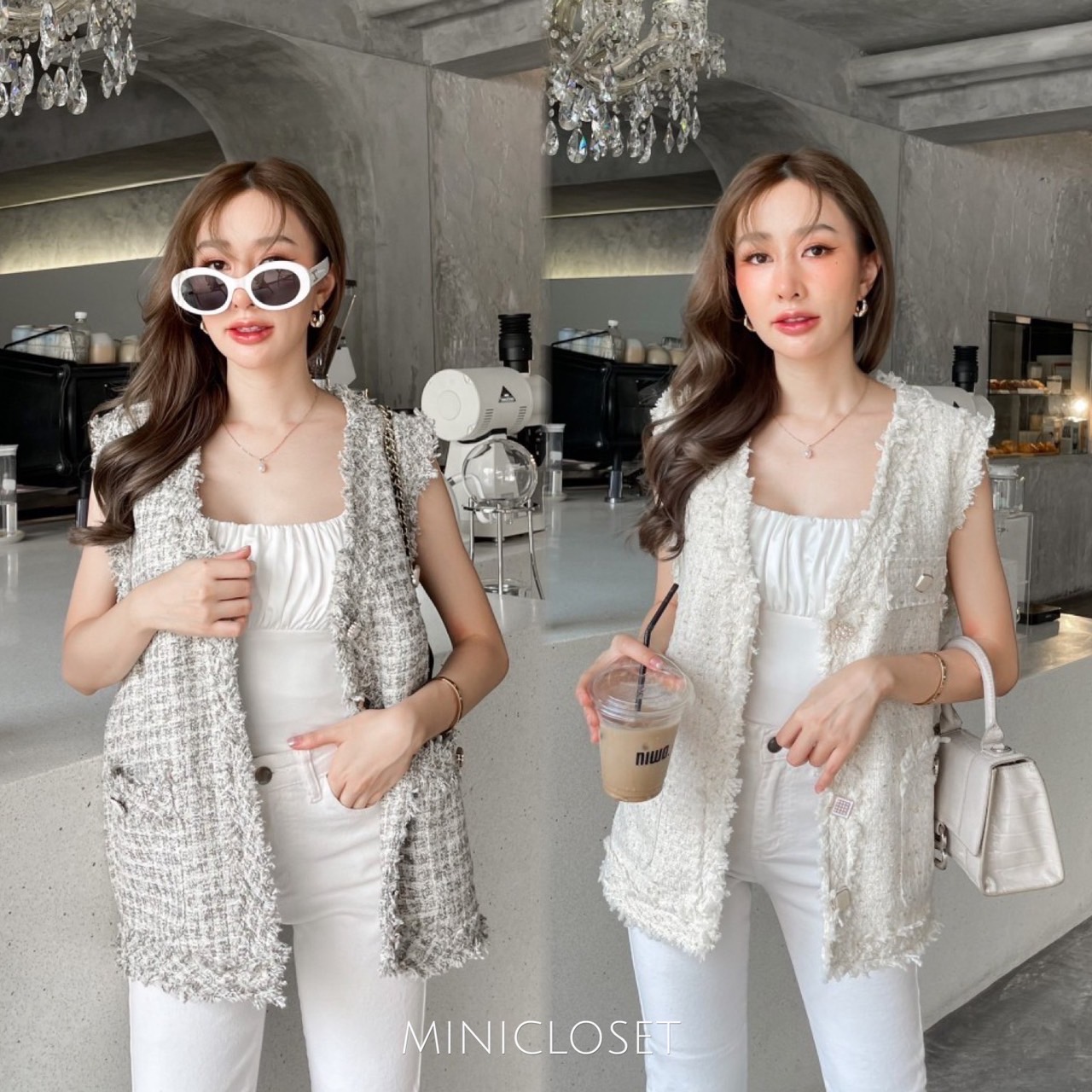 เสื้อทวีตแขนกุด เสื้อคลุมแขนกุด เสื้อกั๊ก