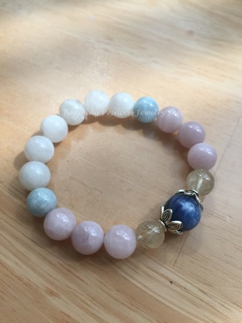 Kyanite & Gold Rutilated Quartz & Moonstone & Rose Quartz Madagascar ไคยาไนท์ ไหมทอง มูนสโตน โรสควอทซ์ สวย รวย เก่ง ฉลาด มีเสน่ห์
