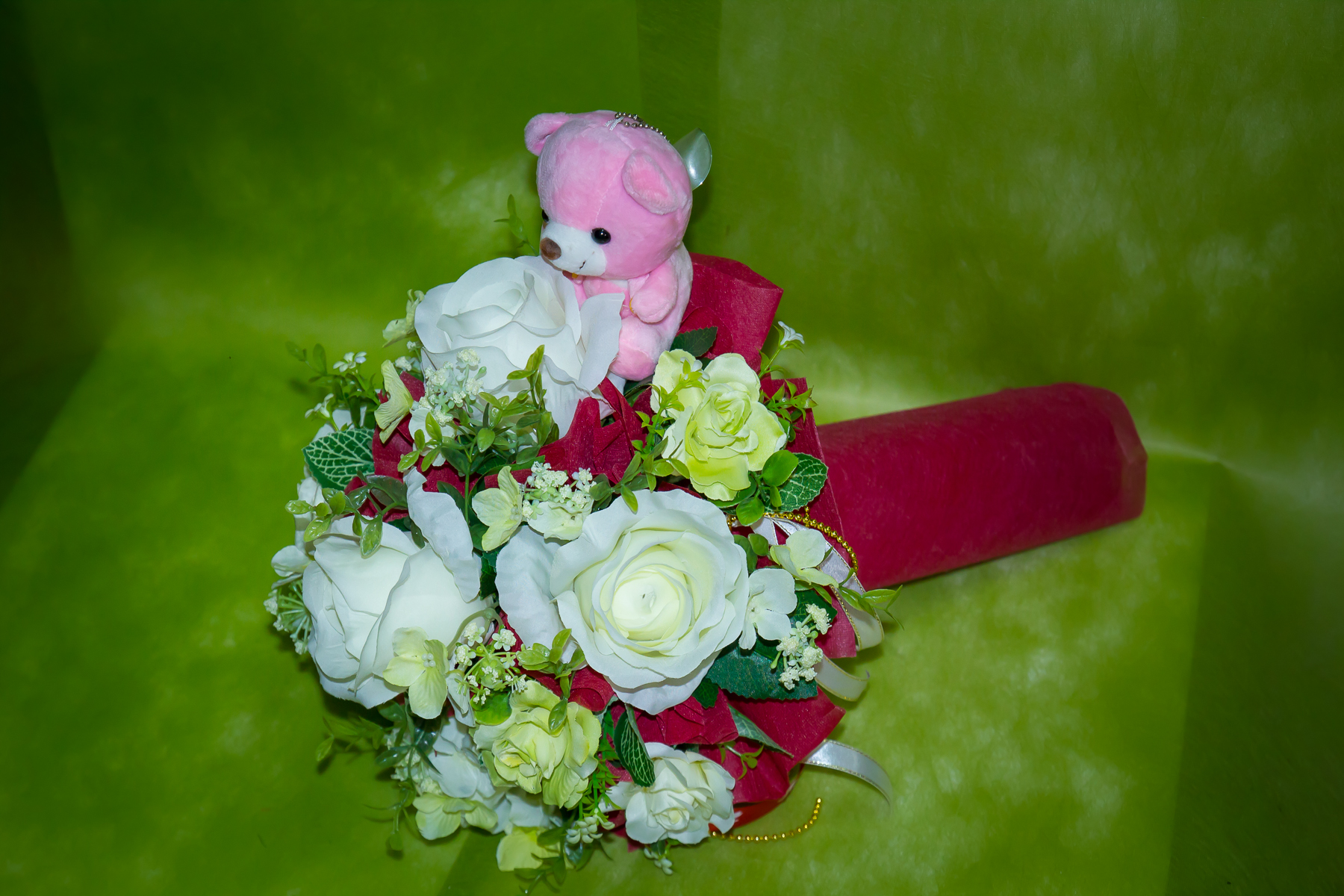 ช่อดอกไม้แห้ง ดอกกุหลาบคละสี