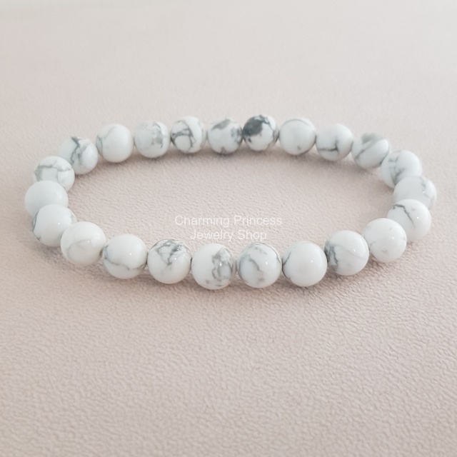 Howlite ฮาวไลท์ 8 มม หินใจเย็น