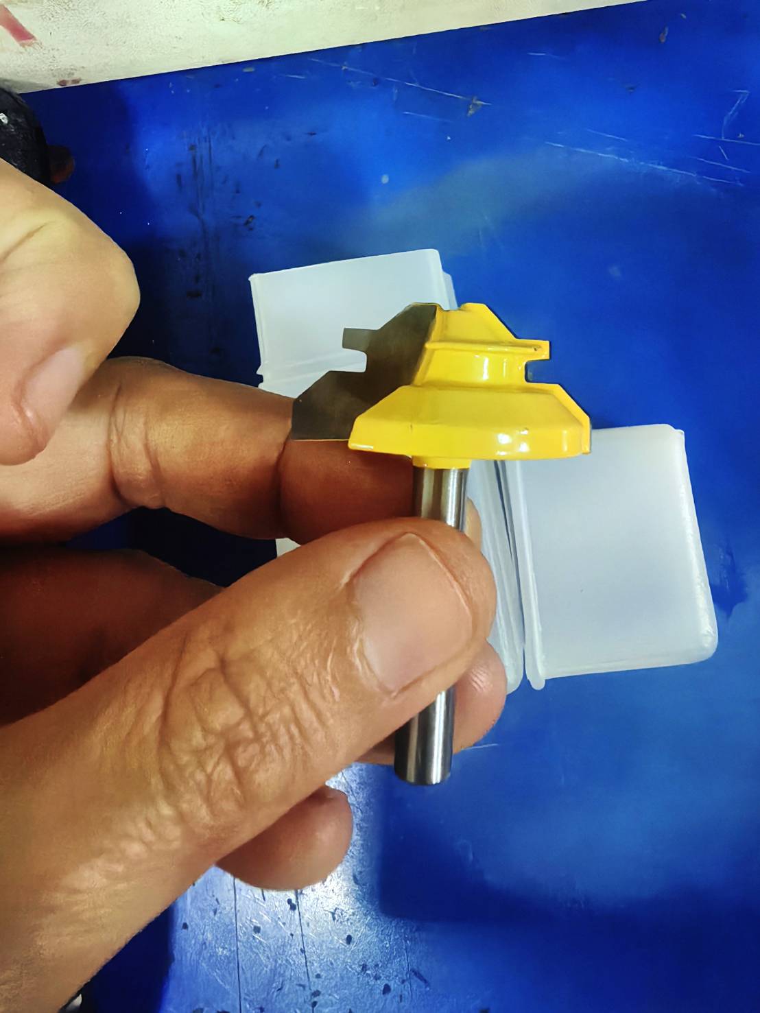 DR21ดอกทริมเมอร์ เซาะร่องประกบไม้ 45 องศา แกน 1/4 ร่อง 3/8