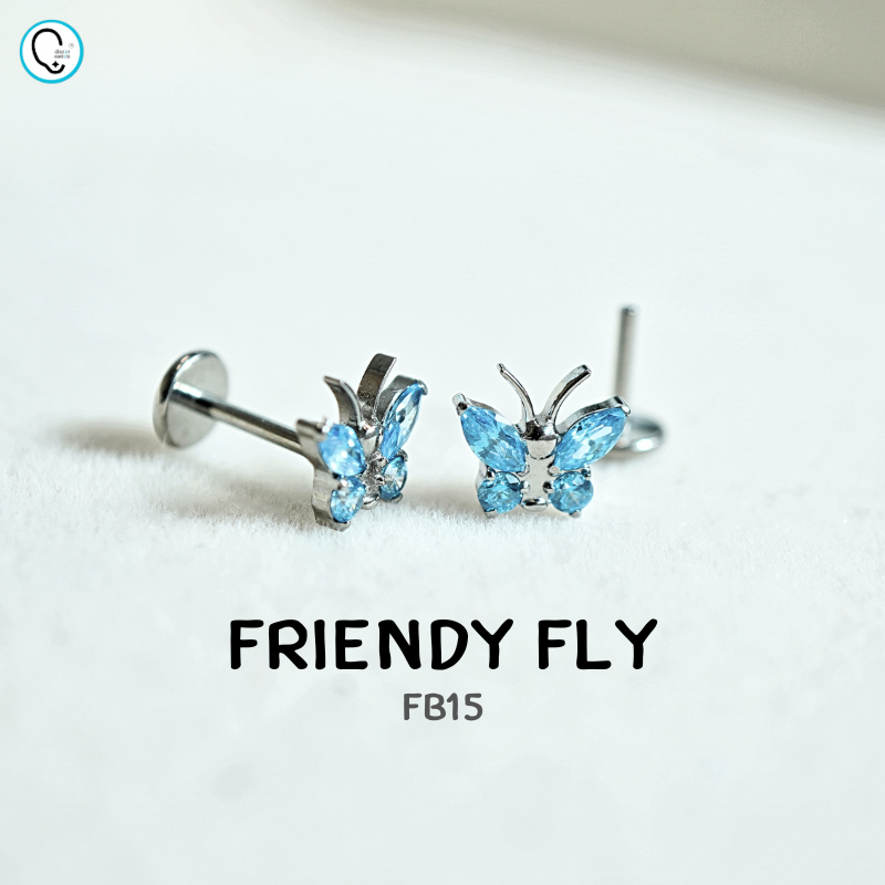 ต่างหูไทเทเนียม 100% แป้นแบนขันน็อต สำหรับผิวแพ้ง่าย ใส่สบายเรียบหลังหู รหัส FB (ราคา/ข้าง)