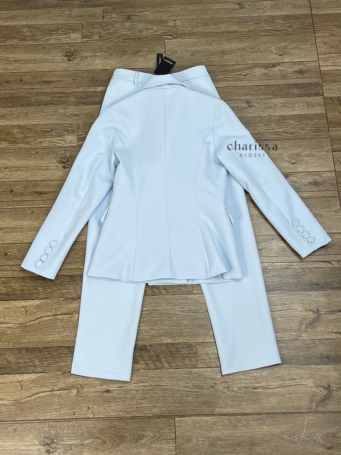 ชุดสูทผู้หญิง เซตสูทขายาวผู้หญิง ชุดสูทสีฟ้า
