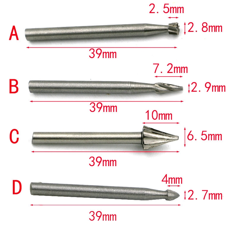 AD43 ชุดดอกเจียรไม้ 10 ดอก เกรด HSS แกน 3 มิล สำหรับไม้เนื้ออ่อน พลาสติก