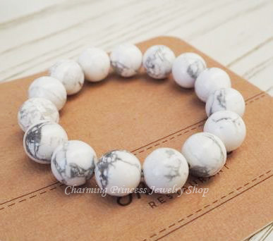 Howlite ฮาวไลท์ 12 มม หินใจเย็น