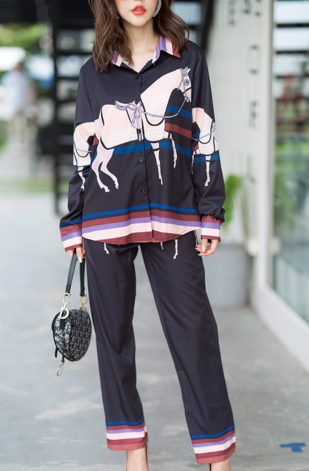 ชุดเซ็ทเสื้อกางเกงขายาว ลายม้า🐎ขายดีมากค่ะ