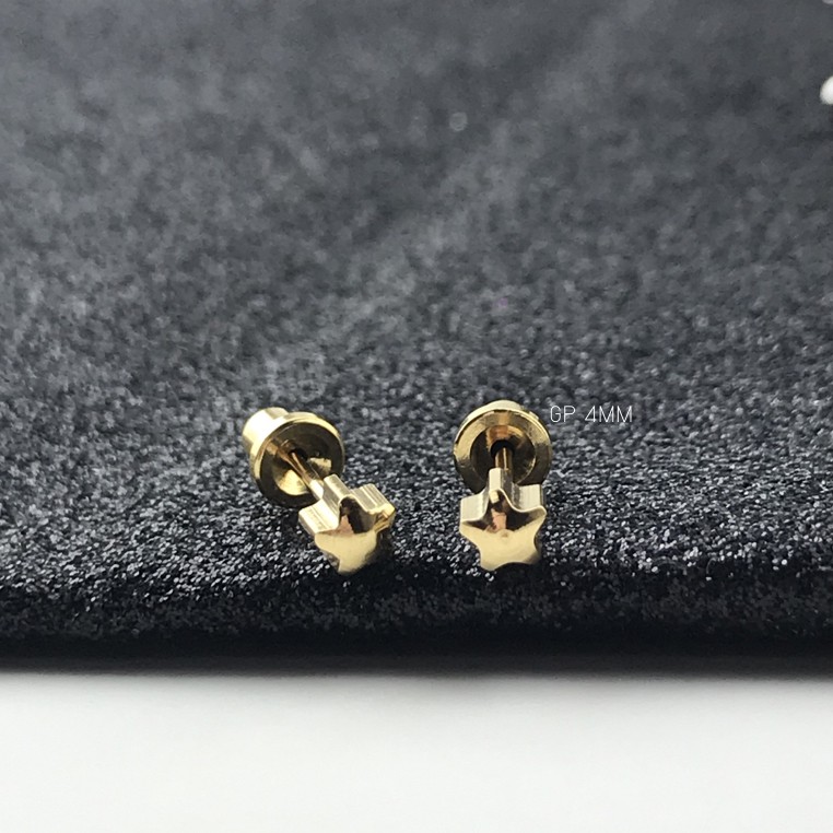 (สำหรับเจาะ)แป้นหมวก สแตนเลสเกรดการแพทย์ Star 4mm แพคเกจปลอดเชื้อ ปลอดภัย100%