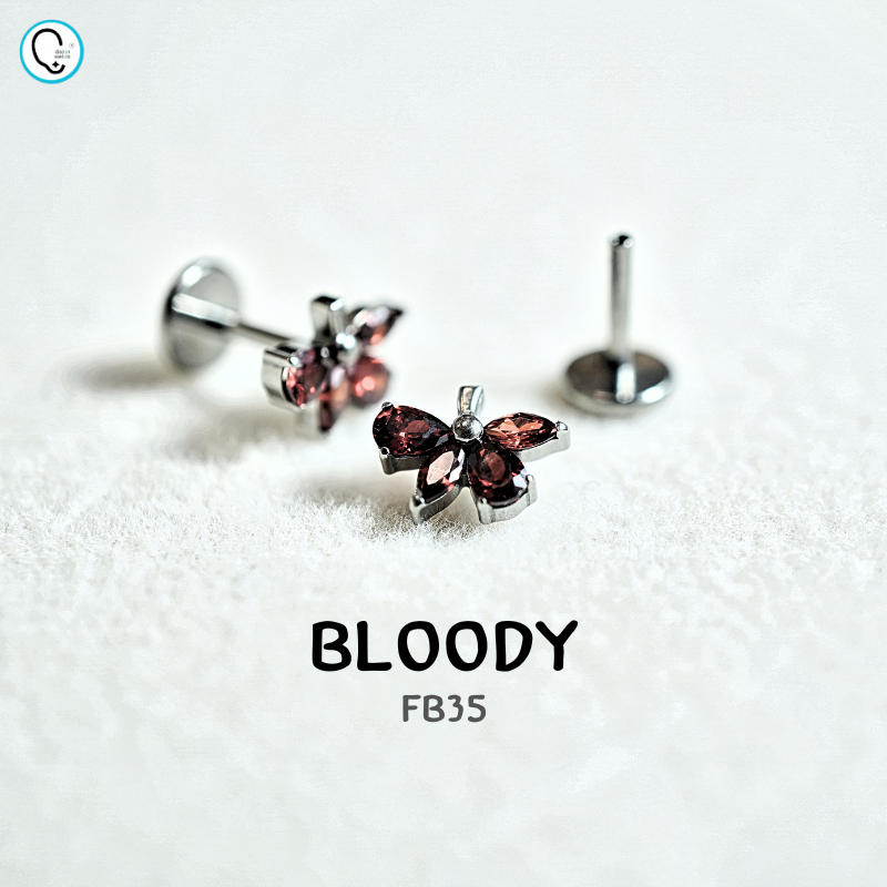 ต่างหูไทเทเนียม 100% แป้นแบนขันน็อต สำหรับผิวแพ้ง่าย ใส่สบายเรียบหลังหู รหัส FB (ราคา/ข้าง)