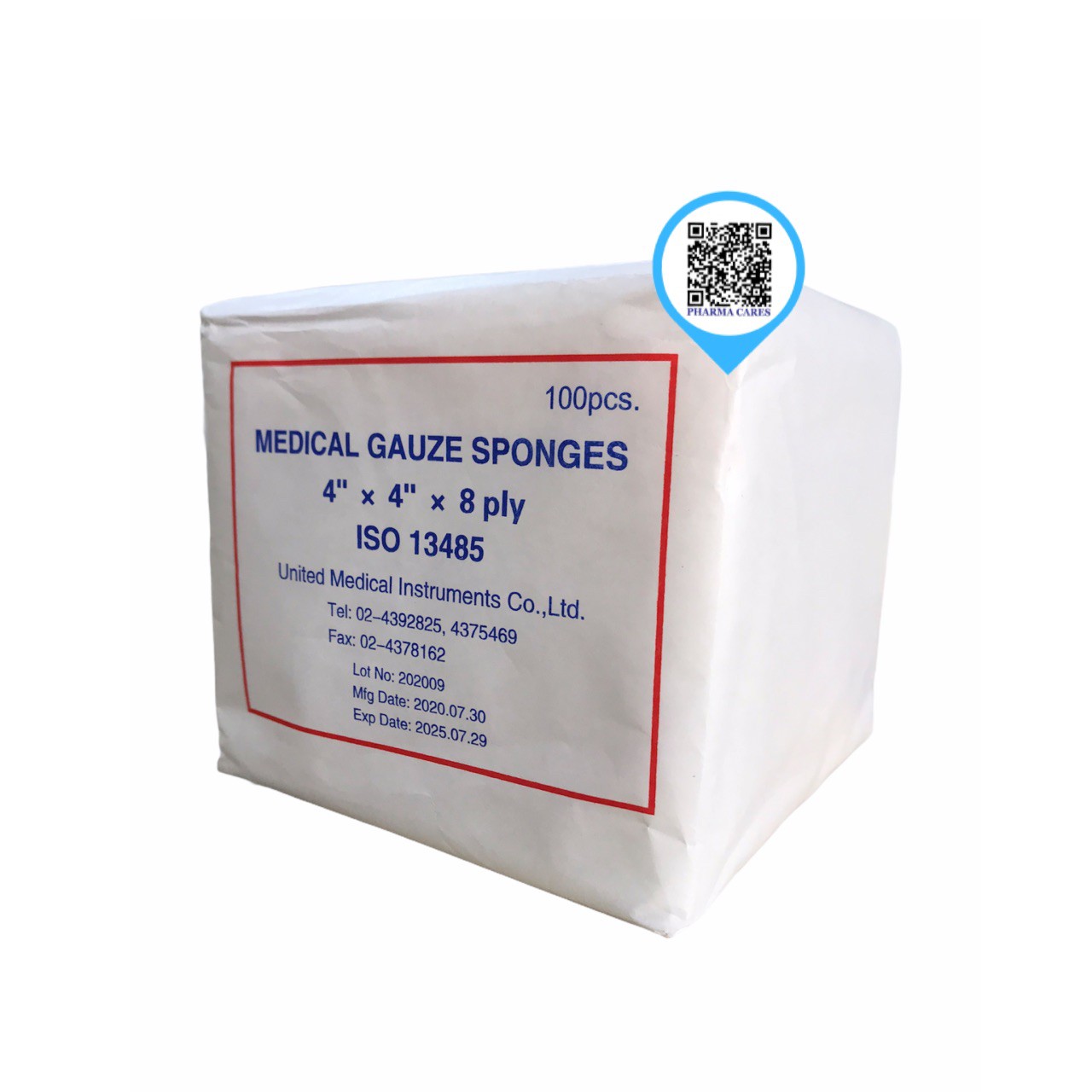 Medical Gauze Sponges 4x4x8 ply ผ้าก๊อซพับ ผ้าก๊อซทำแผล ห่อละ 100 ชิ้น