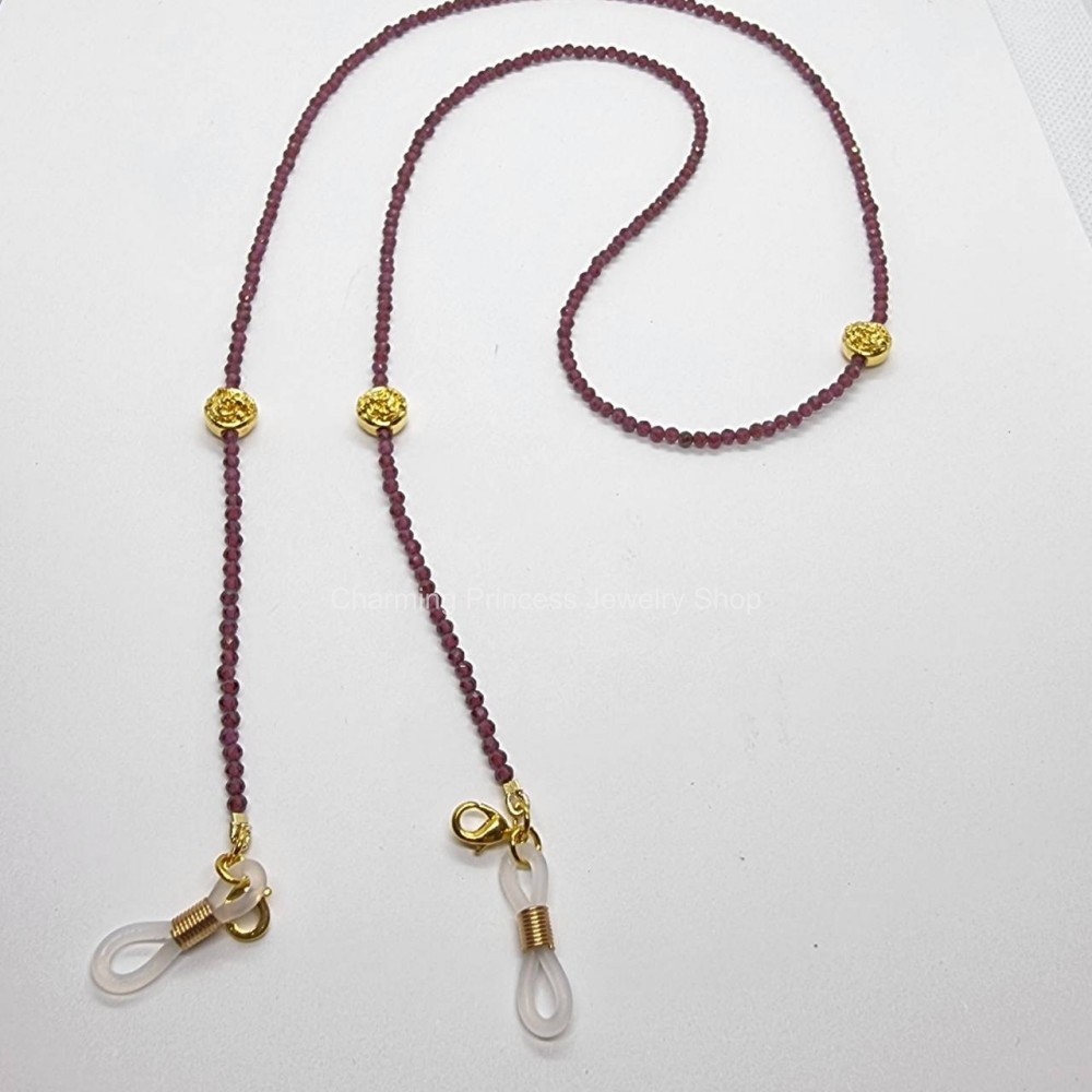 สายคล้องแมส สายคล้องแว่นตา หินนำโชค Garnet โกเมน ชุดหัวนะโมเสาร์ห้า รุ่นรวยแล้วรวยอีก สร้อยคล้องแมส ( 4in1 ) สายคล้อง mask สายคล้องแว่น สร้อยคอหินนำโชค และยังเป็นเครื่องรางได้อีกด้วย