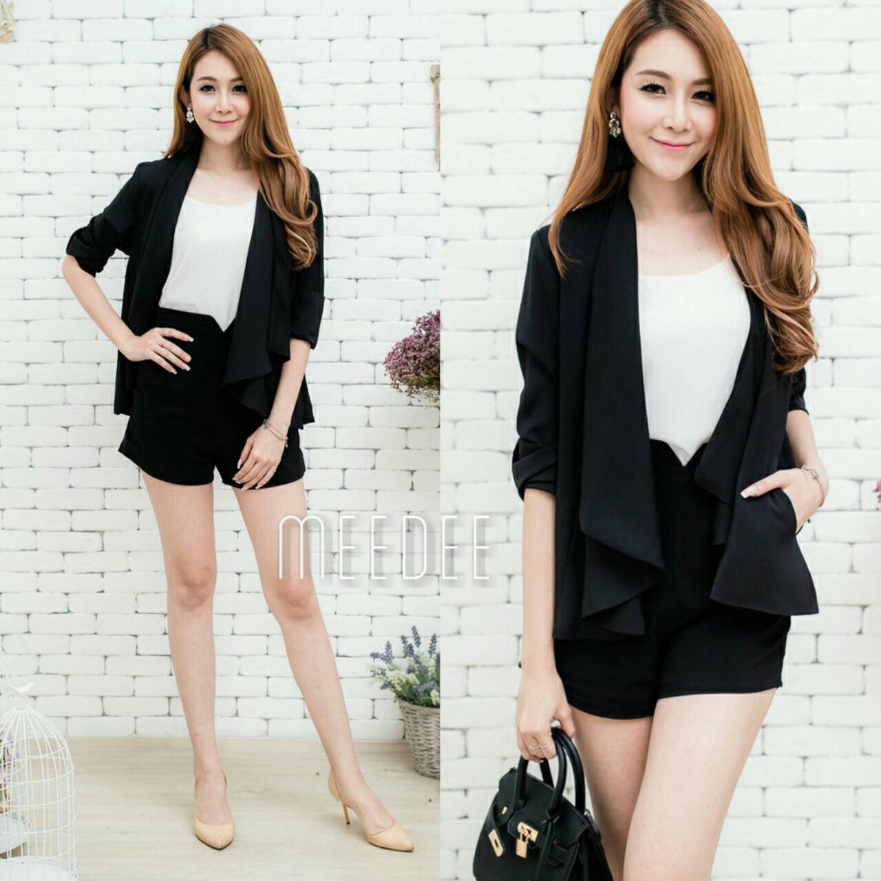 Blazer เสื้อสูท เสื้อคลุมแขนยาว สีดำ