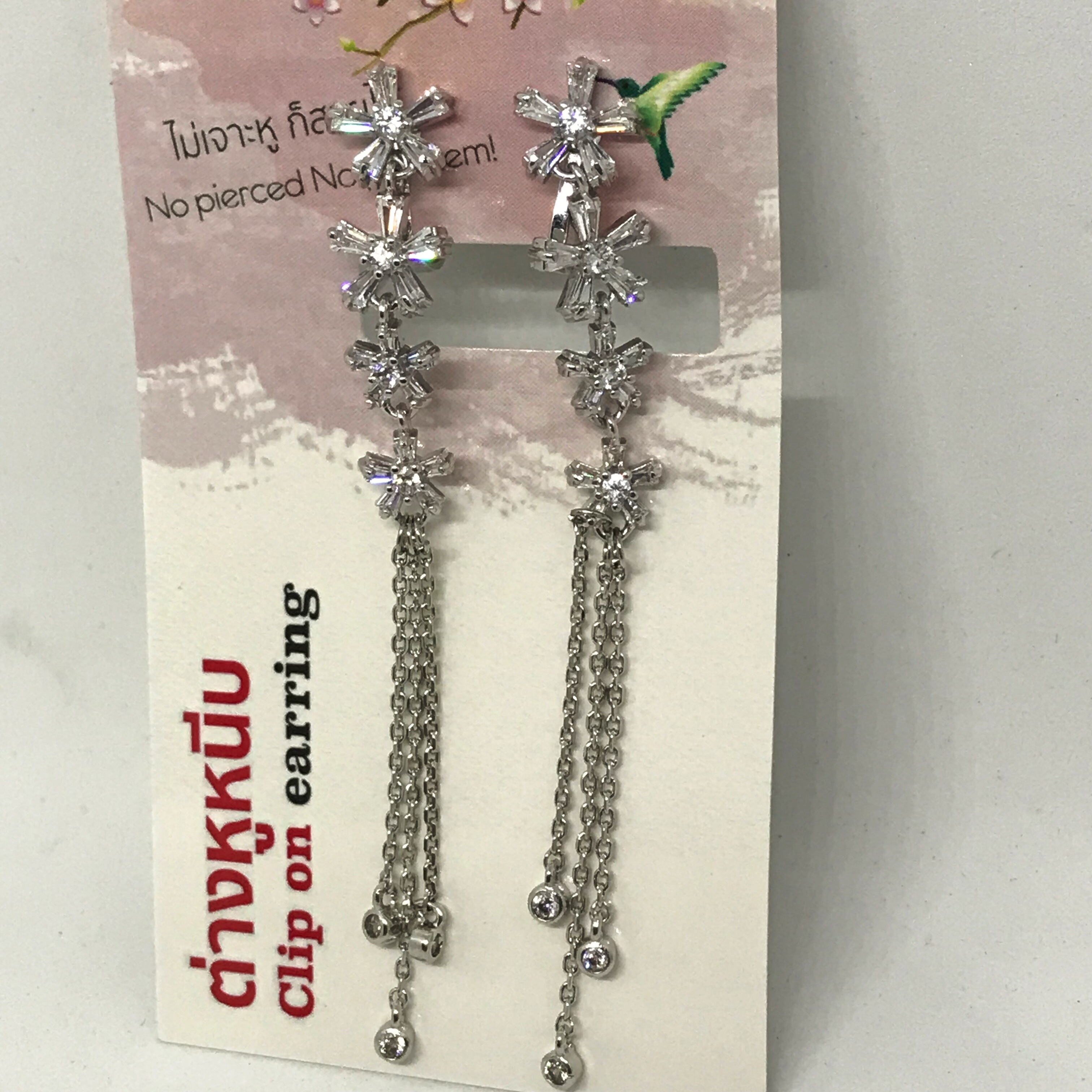 ต่างหูหนีบ Lineries มีซิลิโคนรอง หนีบไม่เจ็บ เงินแท้92.5% ไม่เจาะหูก็สวยได้_EC205