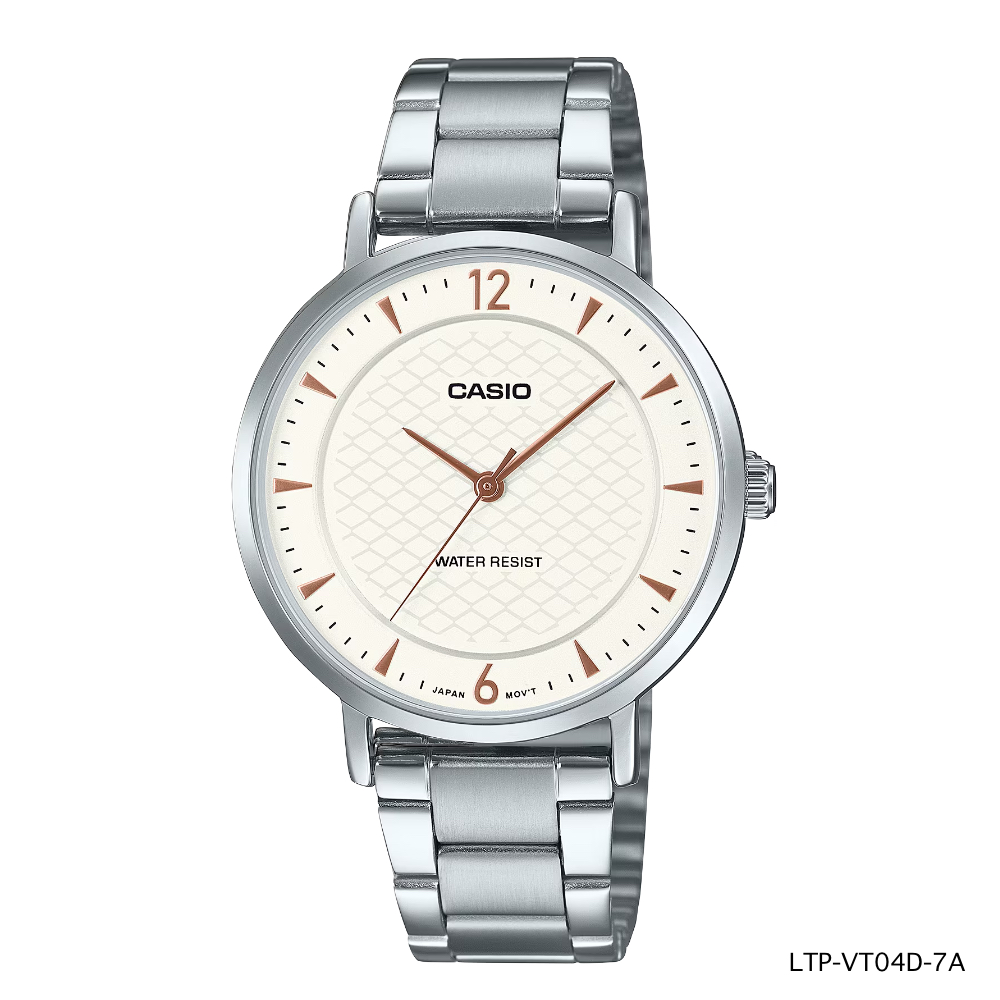 CASIO นาฬิกาข้อมือผู้หญิง รุ่น LTP-VT04D-4A LTP-VT04D-7A LTP-VT04D-1A LTP-VT04D-1A LTP-VT04D-2A LTP-VT04L-7A1 LTP-VT01L-7A2