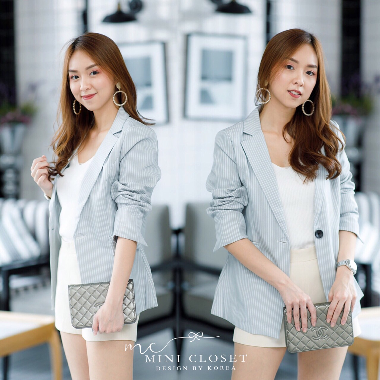 เสื้อสูทผู้หญิง เสื้อสูททำงาน Blazerสูทลายทาง เบลเซอร์สูททรงสวยเรียบหรูดูดี ใส่ได้ทุกโอกาส