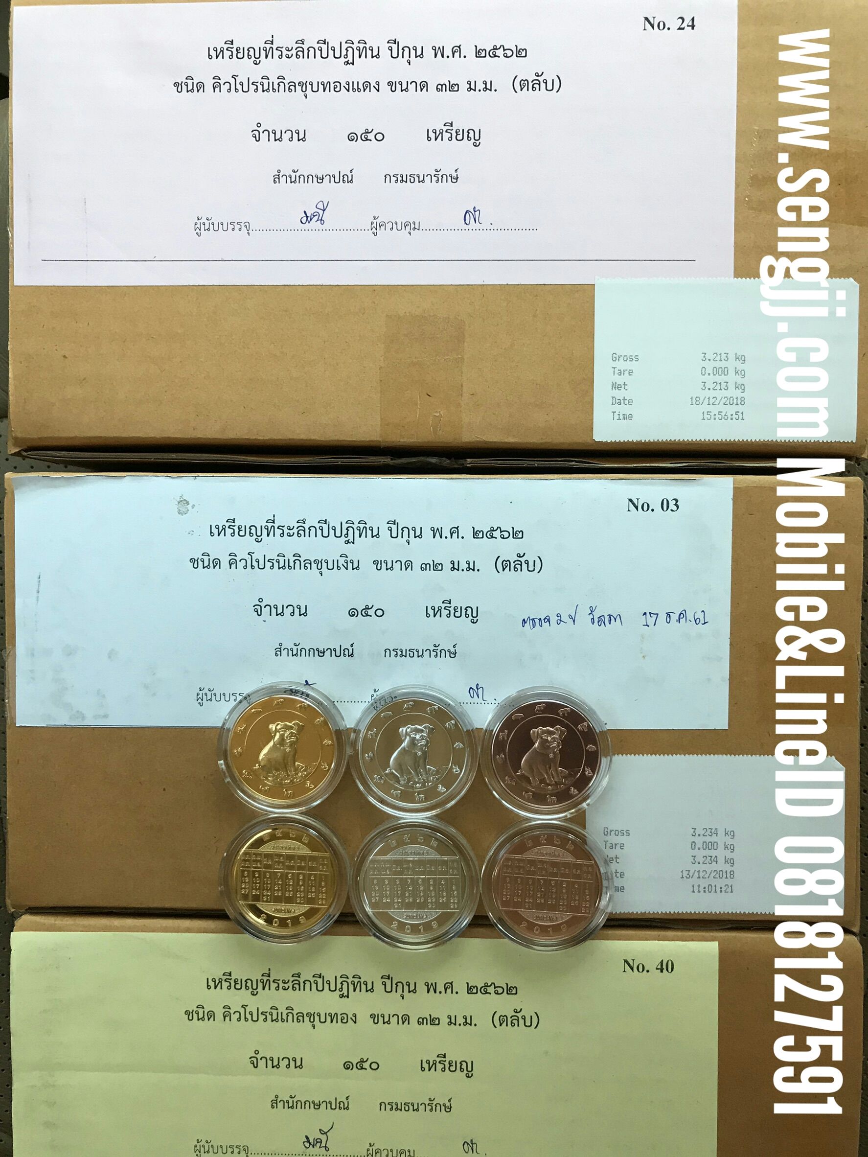 เหรียญที่ระลึกปีกุน สีทอง สีเงิน สีทองแดง ปี 2562