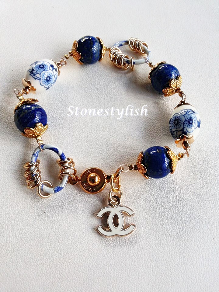 สร้อยข้อมือ ลาพิสลาซูรี่ ผสมกังไสจีน