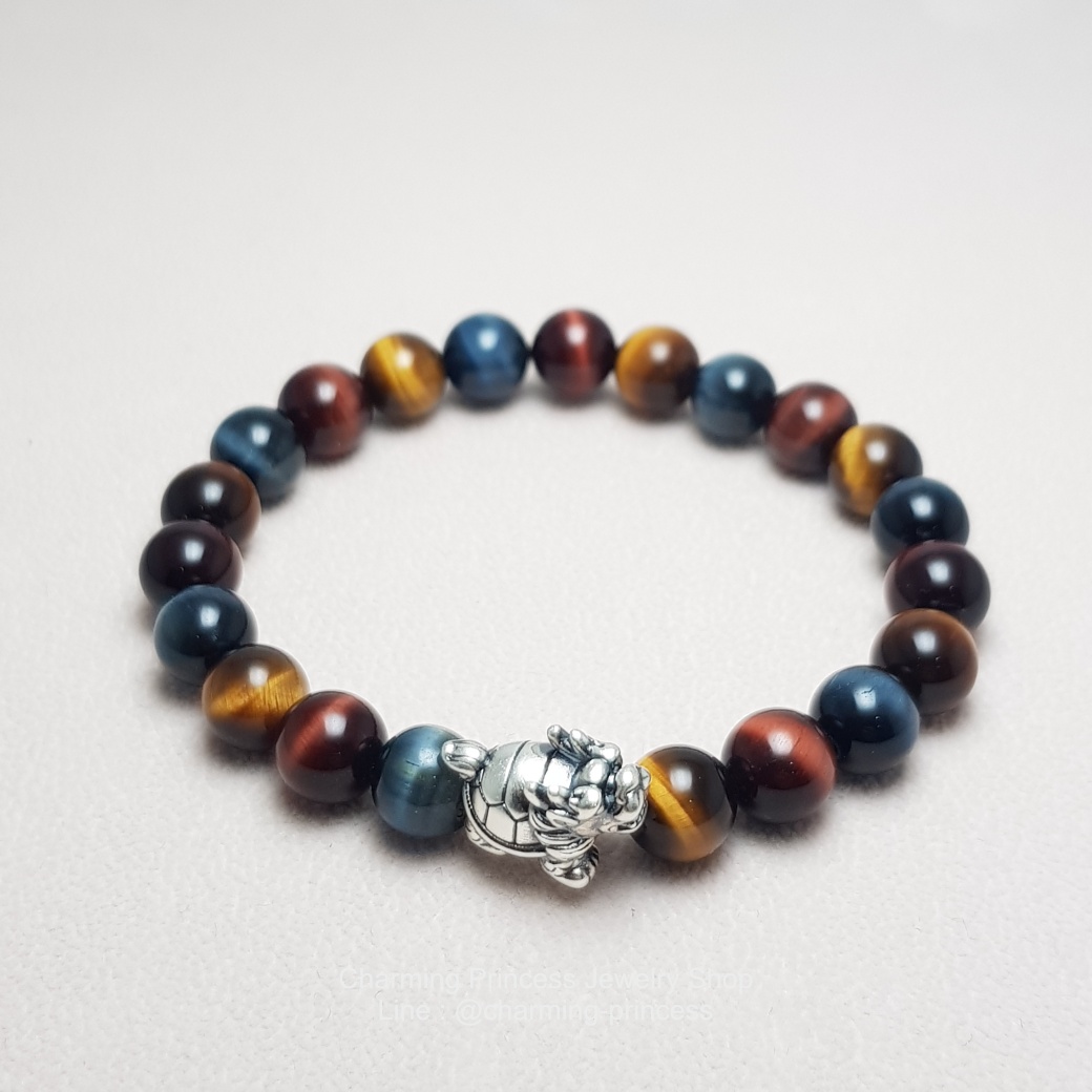 Tiger Eye 3 Colors หินสามทหารเสือ 8 มม แก้ปีชง พลิกฟื้นดวงชะตา แคล้วคลาดปลอดภัย ตัวคั่นเต่ามังกรเงินแท้ มีความหมายถึงสุขภาพที่สมบูรณ์
