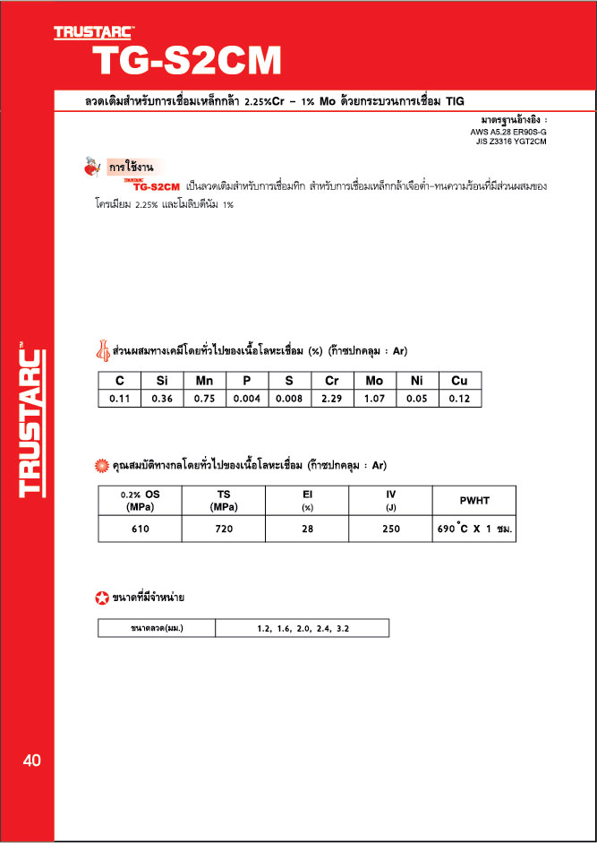 ลวดเชื่อม TIG TGS-2CM (5 กก)