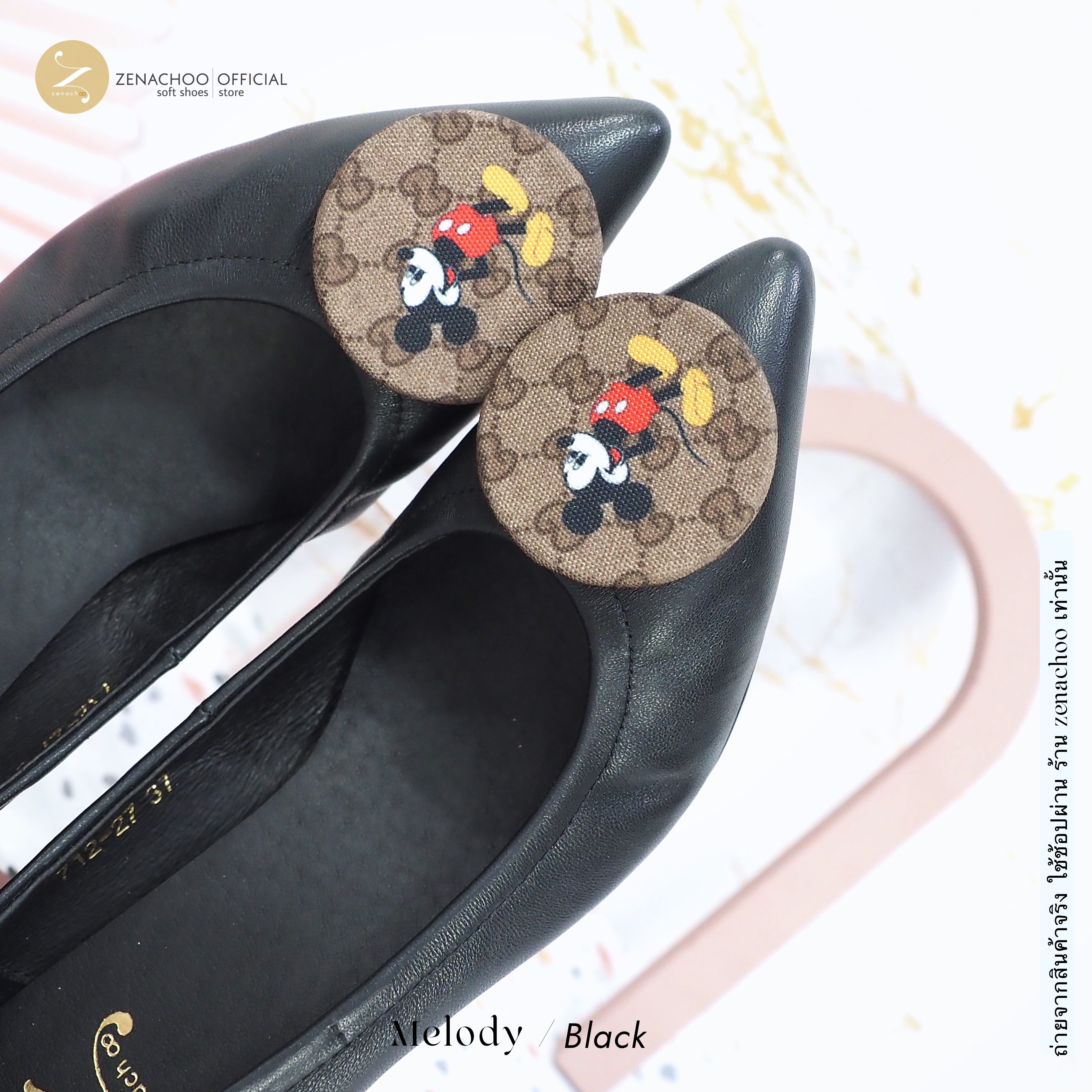 ทรงปกติ สินค้าลดราคา ไม่รับเปลี่ยน-คืน ทุกกรณึ หนังแกะนิ่ม Zenachoo Melody สูง 2 นิ้ว รองเท้าหนังแกะแท้ หัวแหลมหน้ากว้าง