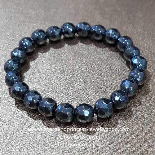 เฮมาไทต์เจียรเหลี่ยมวิ้งวิ้ง Ice Cut Hematite 8 มม หินที่ป้องกันภัย