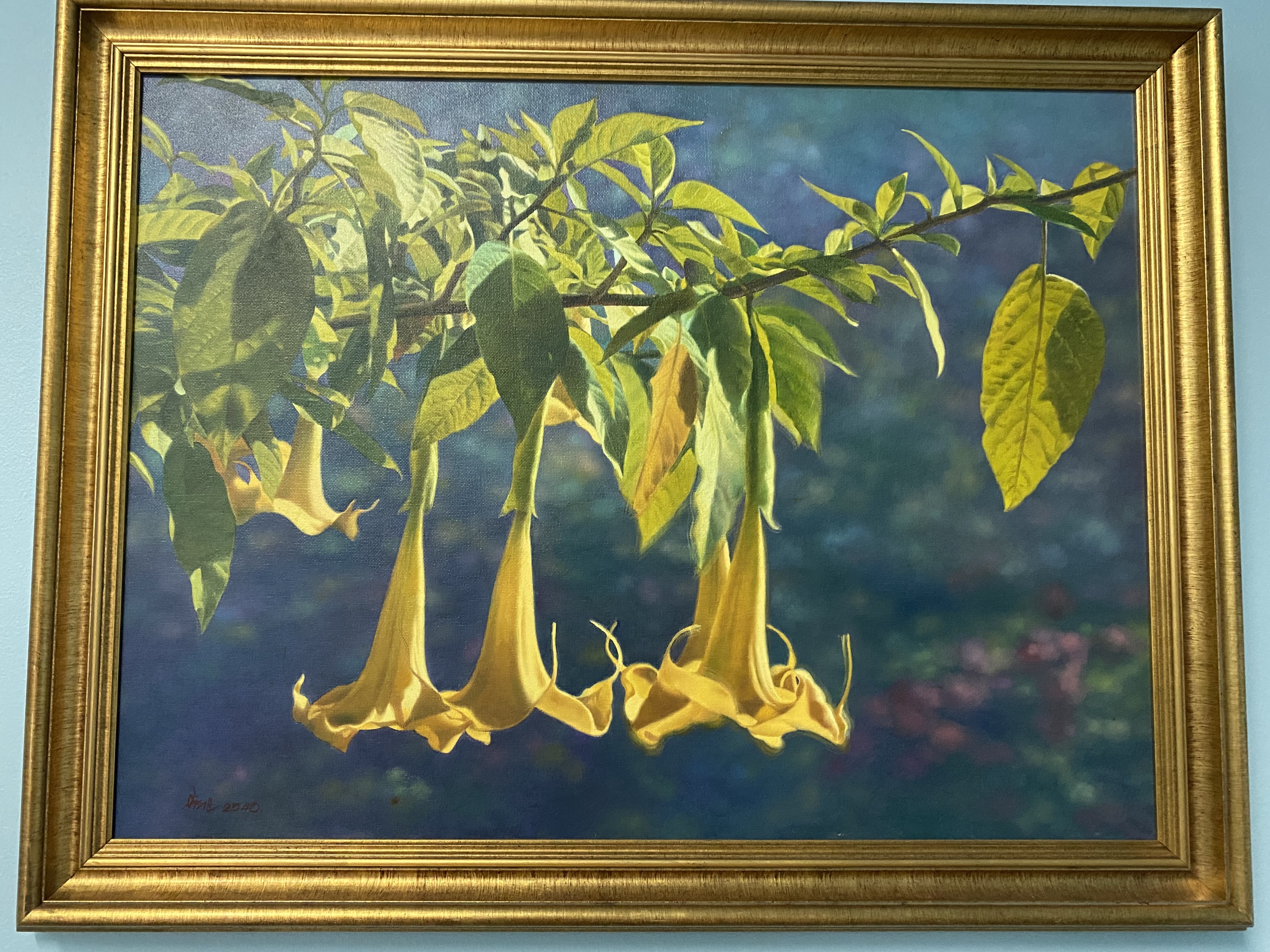 ภาพวาดสีน้ำ “Yellow Flower ดอกลำโพง” ผลงานปี2540 สำราญ สุวรรณมณี