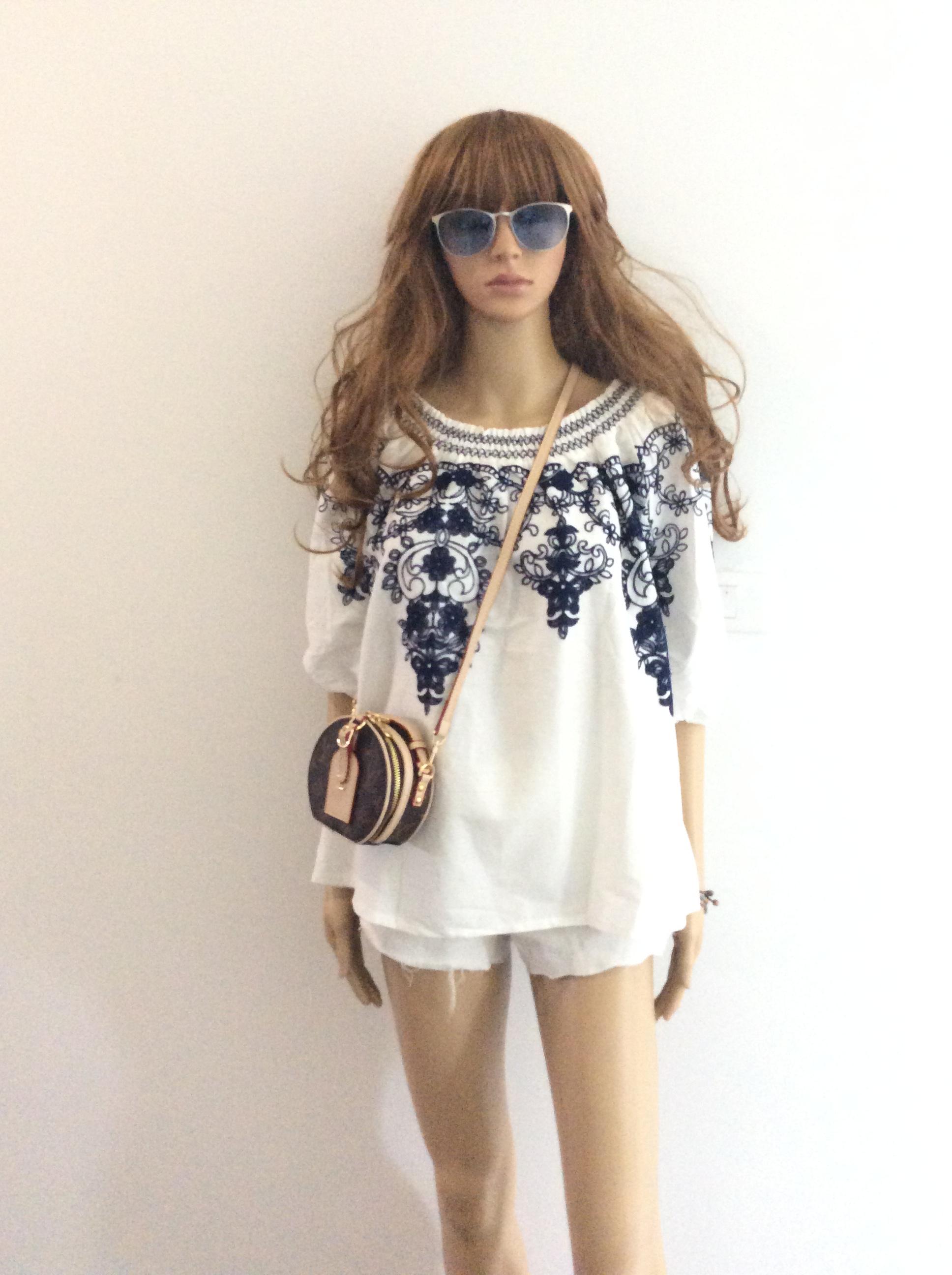 เสื้อสม็อค เสื้อแฟชั่นเกาหลีทรงน่ารัก ปักลายดอกไม้ ใส่เปิดไหล่ก็สวย