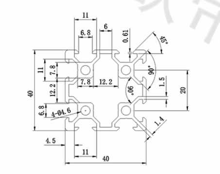 อลูมิเนียมโปรไฟล์ Aluminium Profile 4040 ร่อง 20 (Silver) / 10cm.