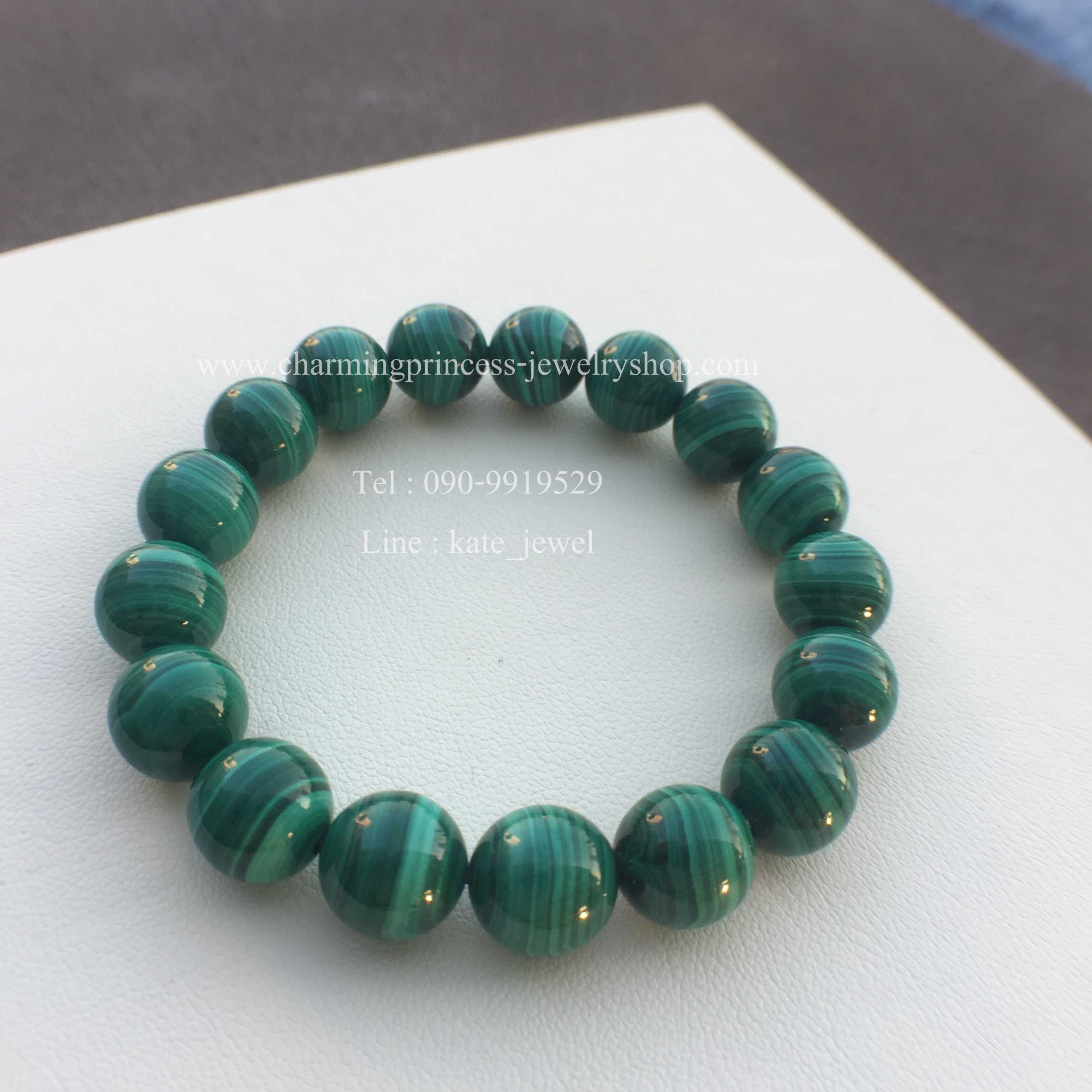 Malachite AAA+ มาลาไคท์ 10 มม ริ้วสวยมากๆ เกรดพรีเมี่ยม เด่นเรื่องการเจรจาต่อรอง ธุรกิจประสบความสำเร็จ "Win-Win Bracelet" Limited Edition