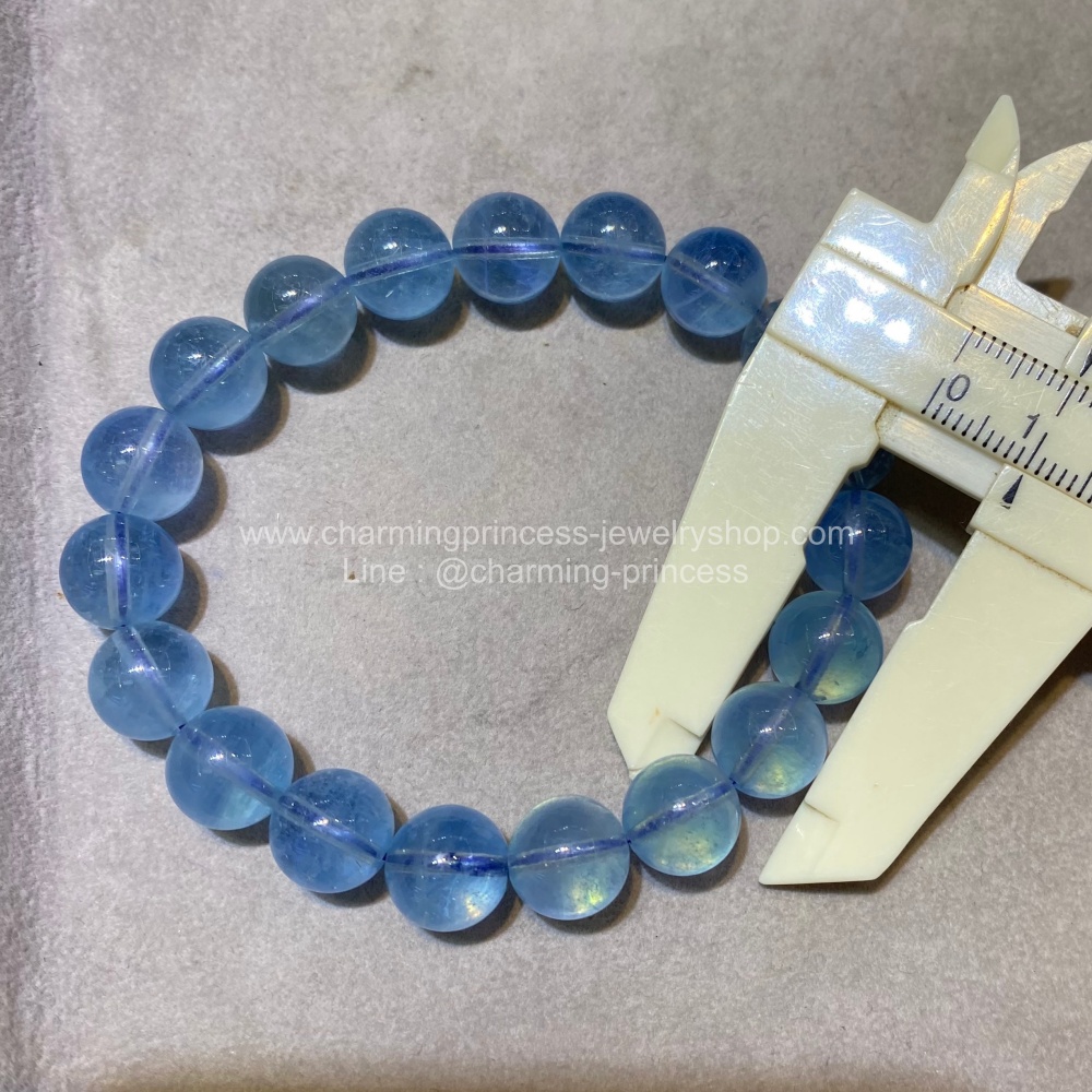Aquamarine อความารีน 10 มม AAA++ หินประจําเดือนเกิดของคนราศีมีน เป็นของขวัญของความห่วงใย สำเนา