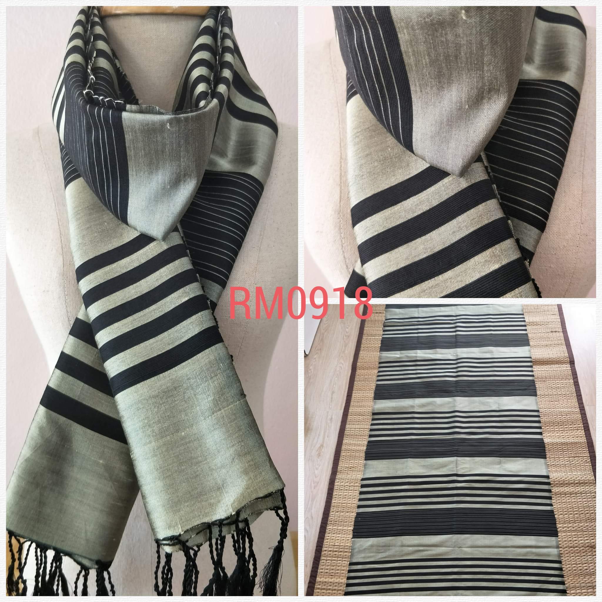 ผ้าคลุมไหล่ ไหมแท้ทอมือ ลายสี่เส้น/สายฝน Thai Silk Hand-woven Shawls