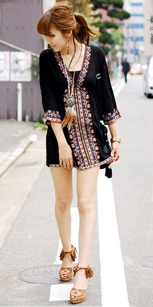 Minidress ปักลายสไตล์โบฮีเมียน ✅ครบสี