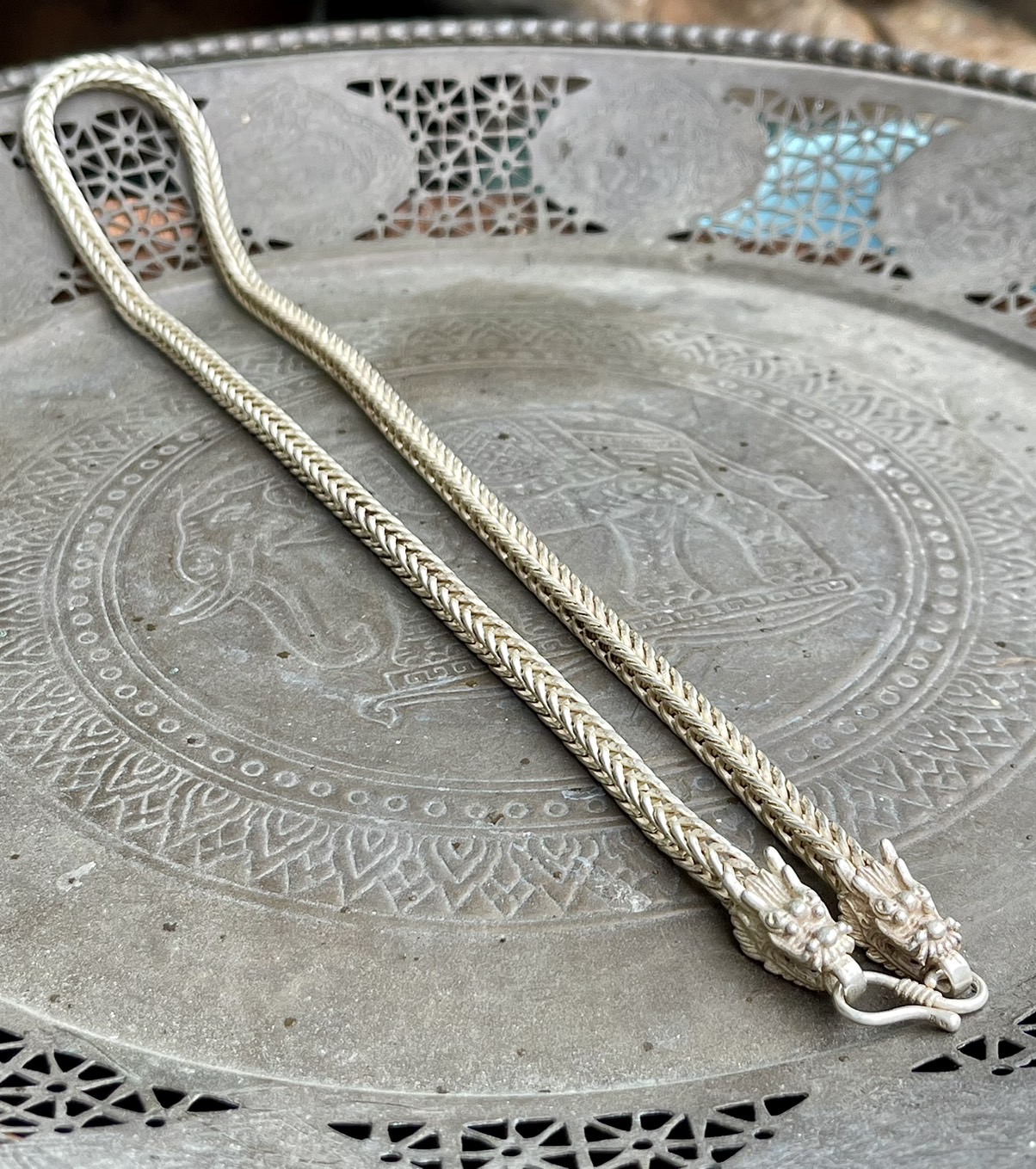 สร้อยคอเงิน สร้อยเงินเก่า หัวลายมังกร สร้อย