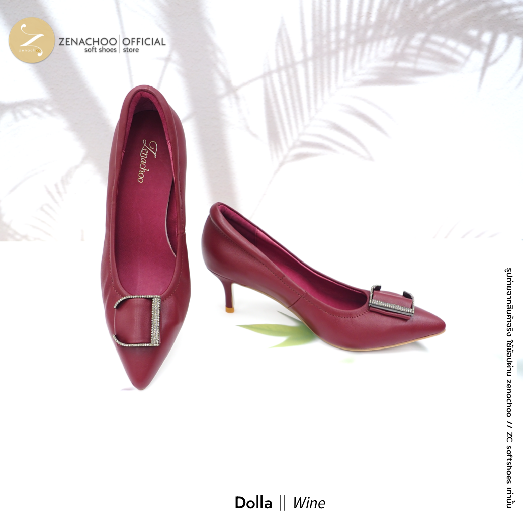 ทรงปกติเปลี่ยนไซส์ได้-ไม่รับคืน ทรงขายดี Zenachoo รุ่น Dolla สูง 2 นิ้ว รองเท้าหนังแกะแท้ หนังนิ่ม พื้นนุ่ม