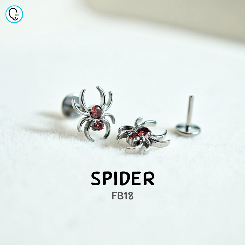 ต่างหูไทเทเนียม 100% แป้นแบนขันน็อต สำหรับผิวแพ้ง่าย ใส่สบายเรียบหลังหู รหัส FB (ราคา/ข้าง)