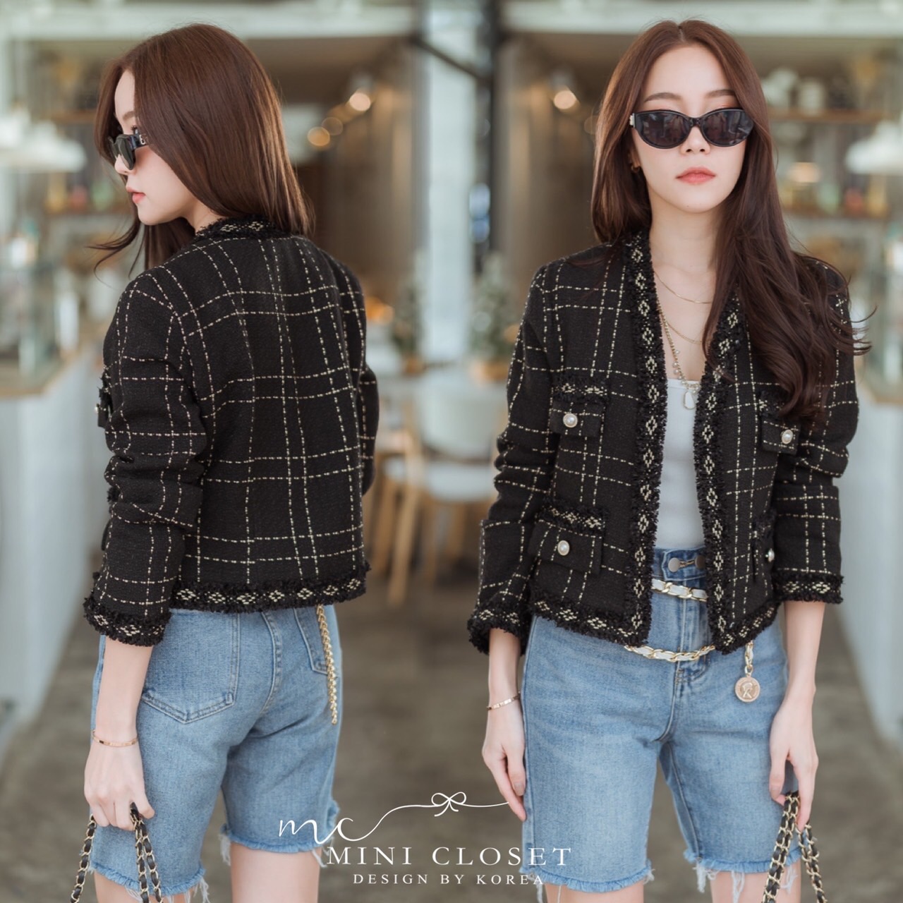 เสื้อคลุมผ้าทวีตเกาหลี ส่งฟรี