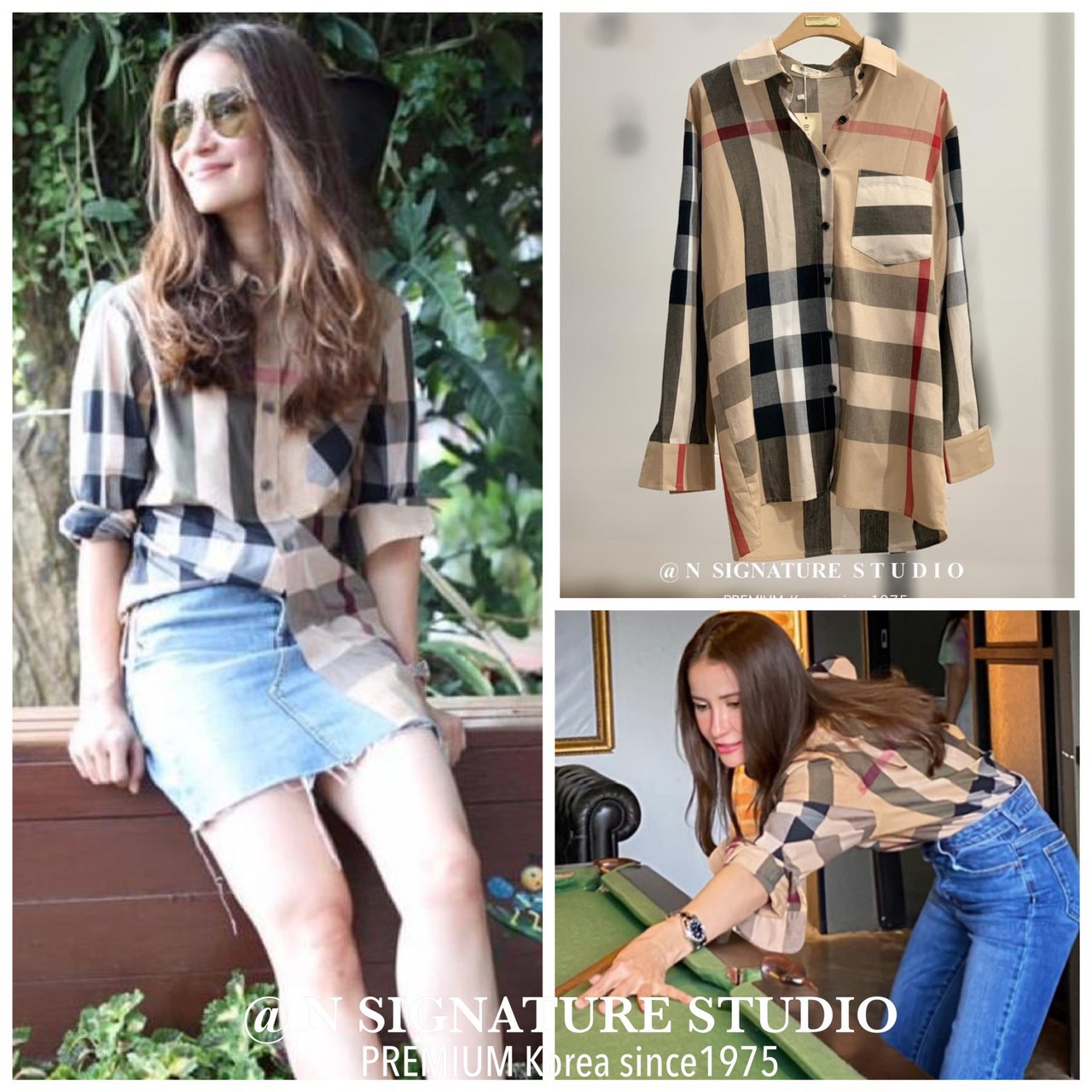 เสื้อเชิ้ตลายBurberry ลายเดียวกับที่คุณแอน ทองประสม ใส่