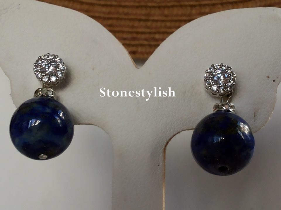 ต่างหูลาพิส ลาซูรี่ Lapis Lazuri Earring 10 ML