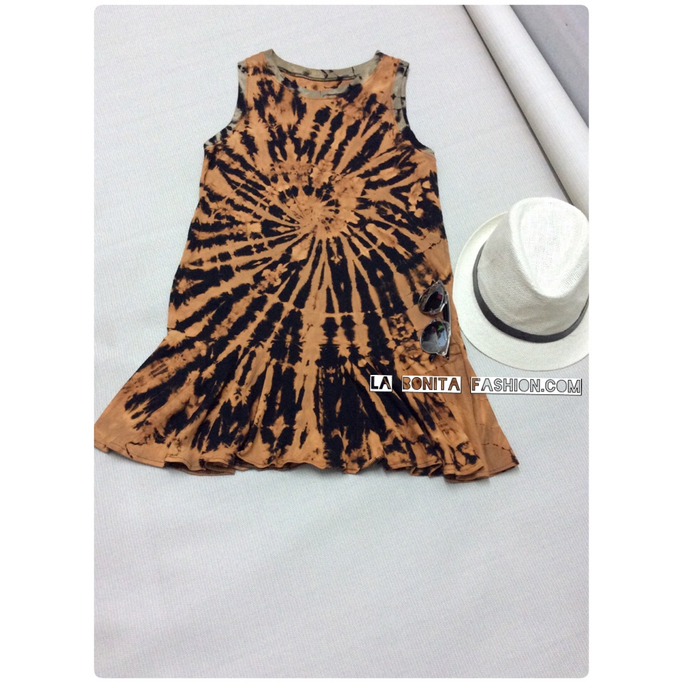 New!!!! เดรสผ้ายืดชายระบาย ลายผ้ามัดย้อม ผ้าลายสวยแปลกตา ผ้ายืดเนื้อดี เนื้อผ้านุ่มยืดหยุ่นดีค่ะ