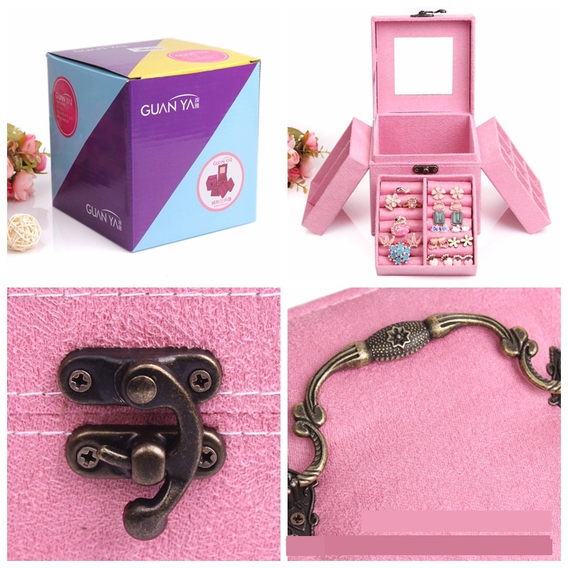 กระเป๋าใส่เครื่องประดับแบบพกพา ขนาดเล็ก ใส่แหวน ต่างหู กำไล มีกระจกในตัว_OB02