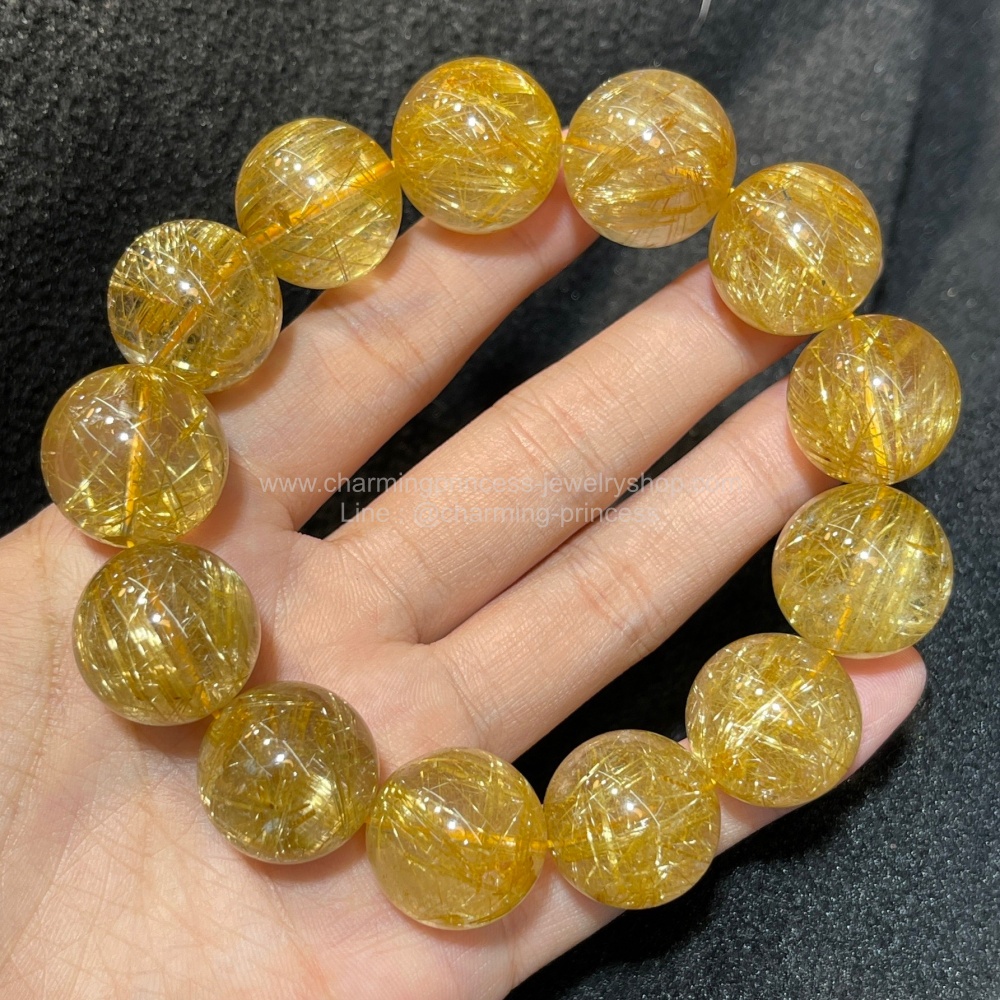 Gold Rutilated Quartz 19.9 mm AAA+ ไหมทอง เห็นไหมชัดสุดสุด เป็นประกายทองเจิสจรัส นำพาความมั่งคั่งร่ำรวย และทรัพย์สินและโชคลาภ อำนาจบารมีมาสู่ผู้เป็นเจ้าของ